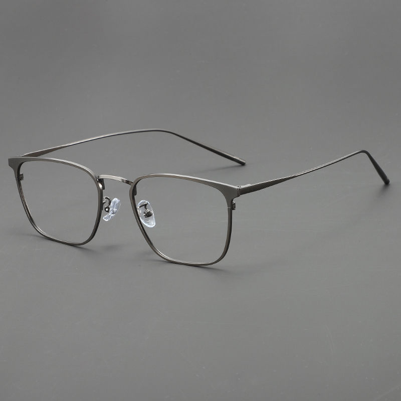 Ultra-Light Metal Square Frame Glasses for Men, Trendy Anti-Blue Light Business Big Face Large Frame Glasses Frame Flat Mirror 30020