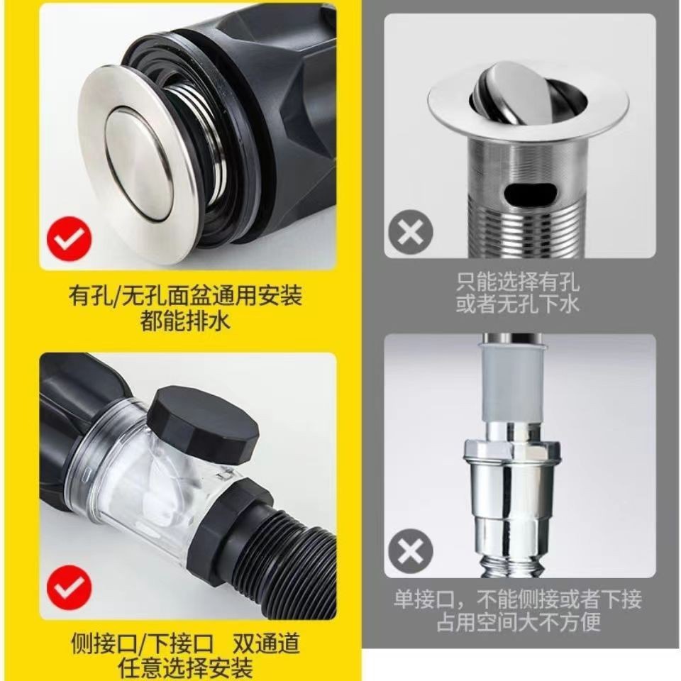 Xindi Sewer Pipe Anti-Odor Cover Value-For-Money Kitchen Telescopic Pull-Out Sewer Pipe under Sink Drain Artifact Stainless Steel