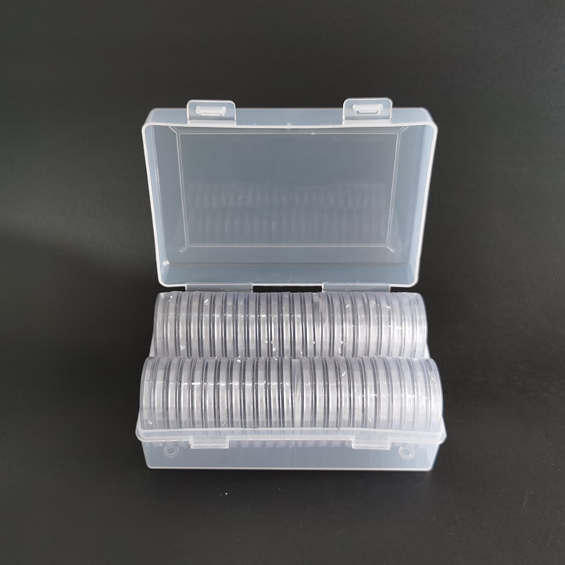 Silver storage box contains 50 40mm round boxes commemorative coins round box storage box Yuan Datou commemorative medallion storage box