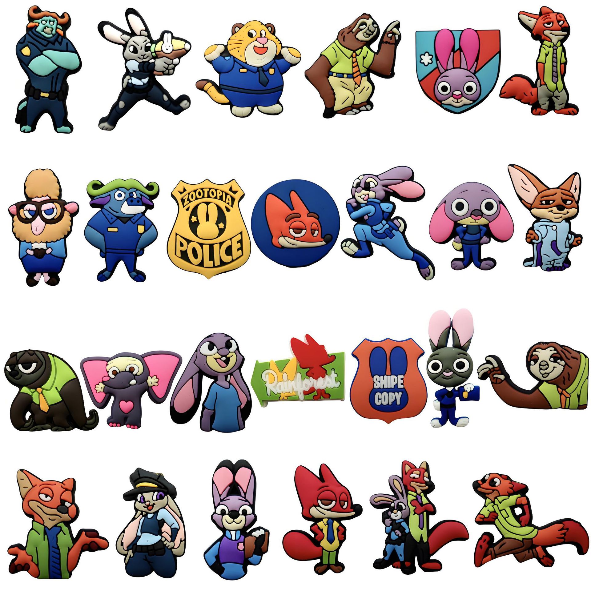 Популярные мультяшные шармы для обуви Zootopia, ПВХ, мягкий резиновый декор для садовой обуви, DIY, съемные