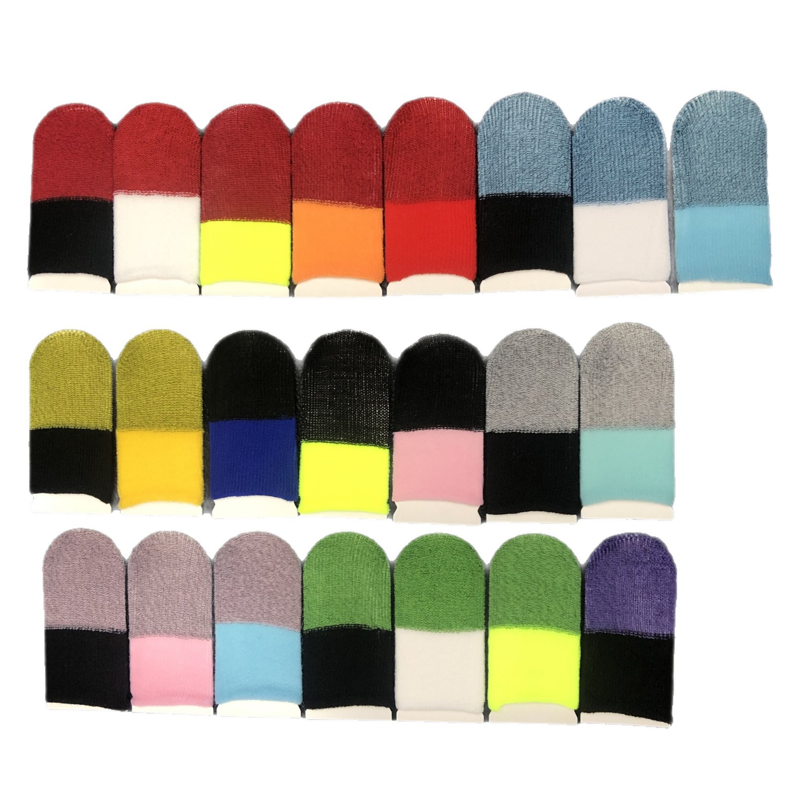 18-Pin Carbon Fiber Dual-Color Crimson and Azure Pink Gaming Finger Sleeves, Anti-Sweat and Anti-Slip Touch Screen Finger Sleeves for Mobile Games