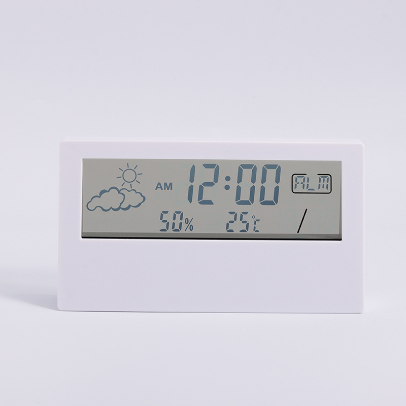 Foreign Trade Japanese Style Simple Multi-Functional Desktop Clock Weather Temperature and Humidity Digital Display Small Alarm Clock Transparent Luminous Digital Clock