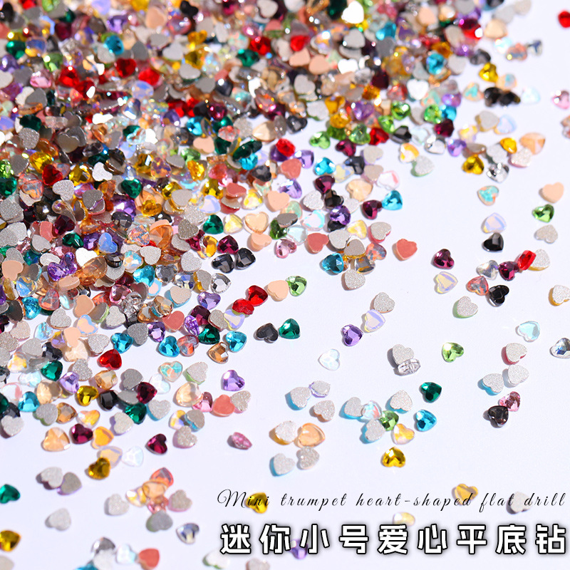 Наклейки для ногтей с бриллиантами, плоское дно, специальные формы, белое сердце, цветное персиковое сердце, стразы K9, ювелирные изделия для ногтей ко Дню Святого Валентина, оптовая продажа