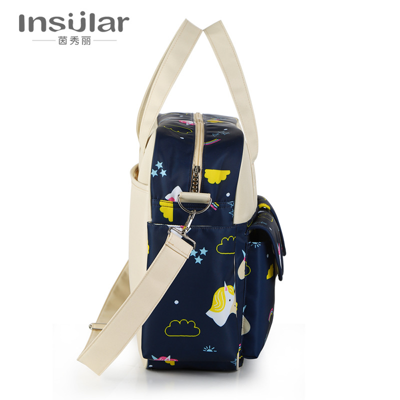Yinxiuli Waterproof Nylon Printed Shoulder Mom Bag Crossbody Portable Mother and Baby Bag Large Capacity Mommy Bag Cross-Border