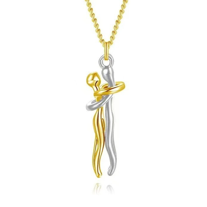 Cross-border Hot Selling Necklace Creative Personality Couple Hug Pendant Amazon Hot Selling Gift Jewelry for Men and Women