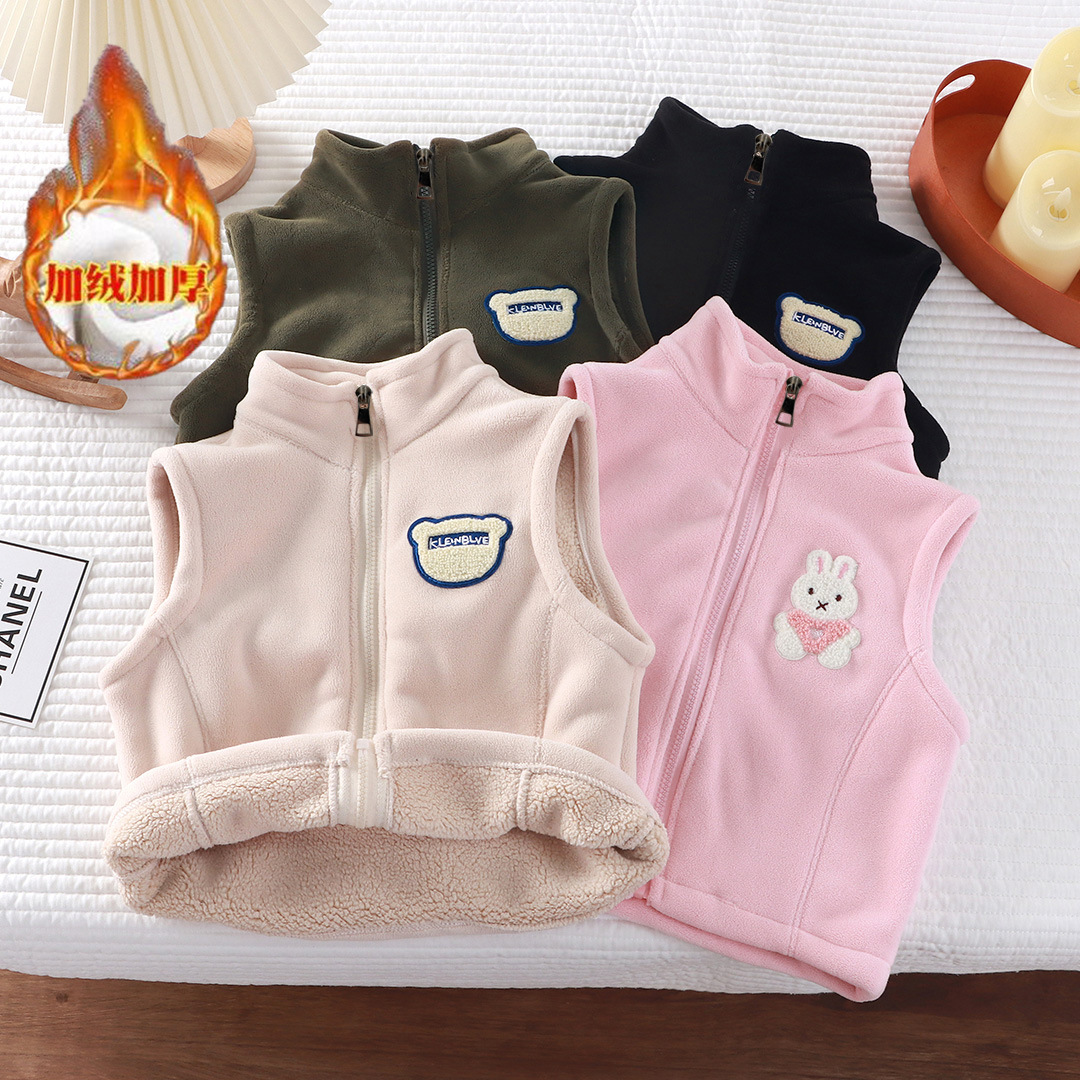 Детский жилет 2025 осень-зима новый стиль австрийский бархатный жилет для мальчиков и девочек, теплый верх, мягкий и удобный жилет кардиган