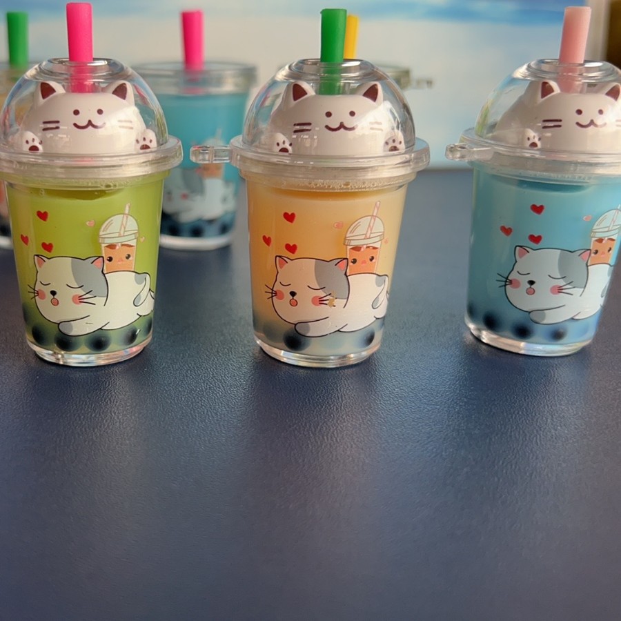 Milk tea cup pendant wholesale, cat milk tea cup pendant wholesale