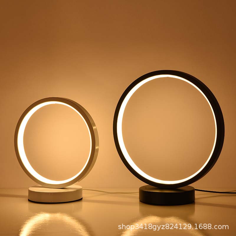 Nordic decorative circle table lamp bedroom bedside lamp atmosphere creative led night light eye protection sleep feeding table lamp