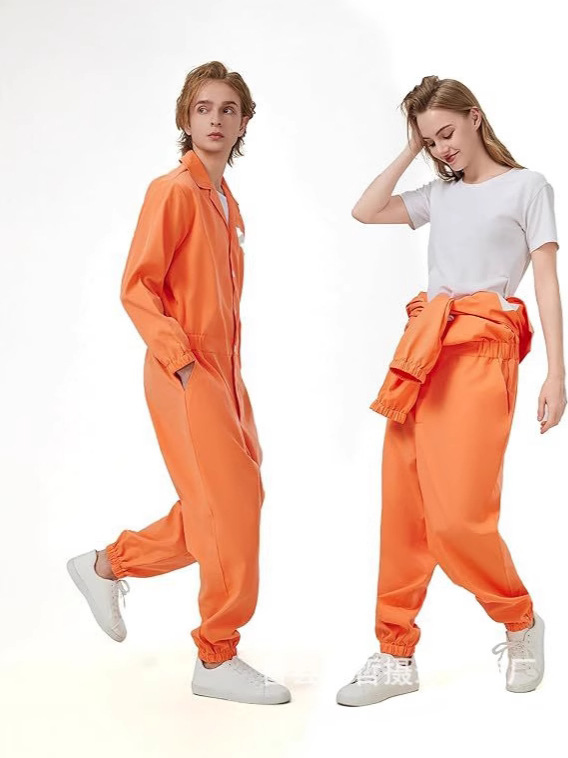 Halloween Cos Prisoner Costume Play Suit Prisoner Suit Prison Uniform Prisoner Suit Orange One-Piece Prisoner Suit