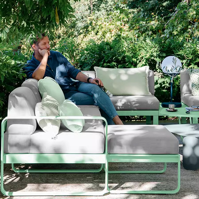 Outdoor Aluminum Alloy Sofa Macaron Style Open-Air Sun Room Outdoor Garden Waterproof Sun Protection Leisure Furniture