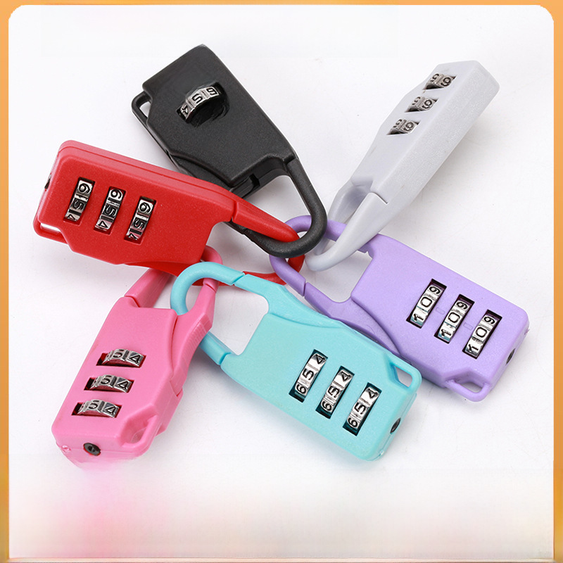 Multi-Color Anti-Theft Mini Three-Digit Password Padlock Kidsren's Lock Full Plastic Password Lock