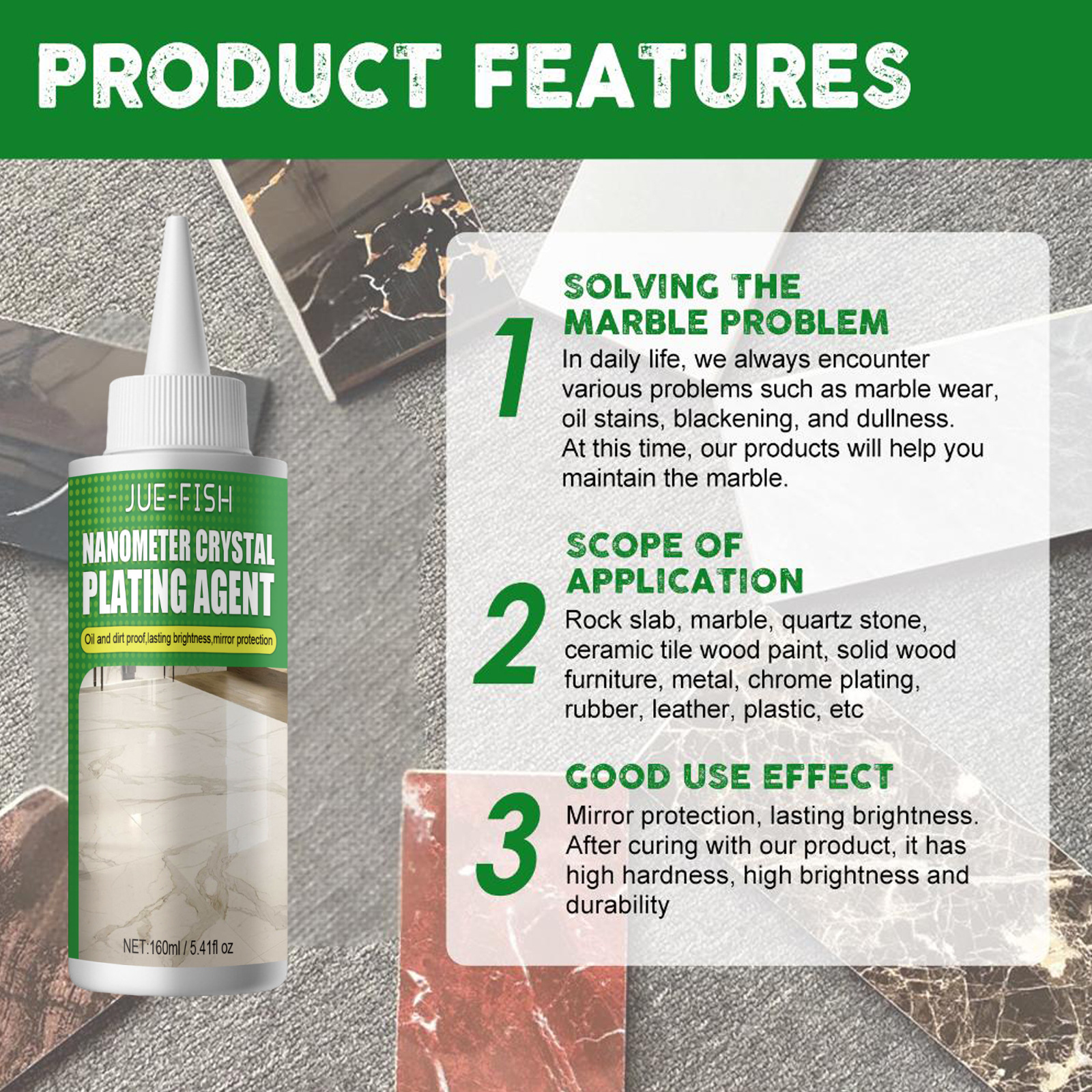 Jue Fish Nano Crystal Coating Agent Marble Polishing Crystal Liquid Tile Scratch Brightening Restoration Crystal Coating Agent