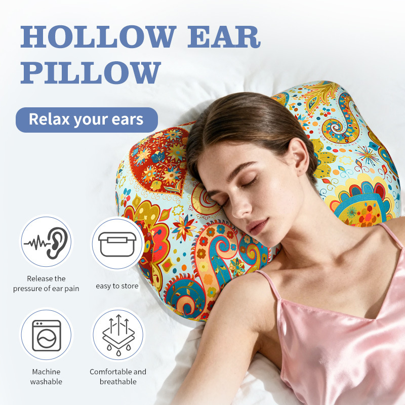 Temu Amazon Ear Piercing Pillow Pp Cotton Slow Rebound Pillow Core Apple Shaped Ear Pillow Side Sleeping Ear Piercing Support Ear Pillow