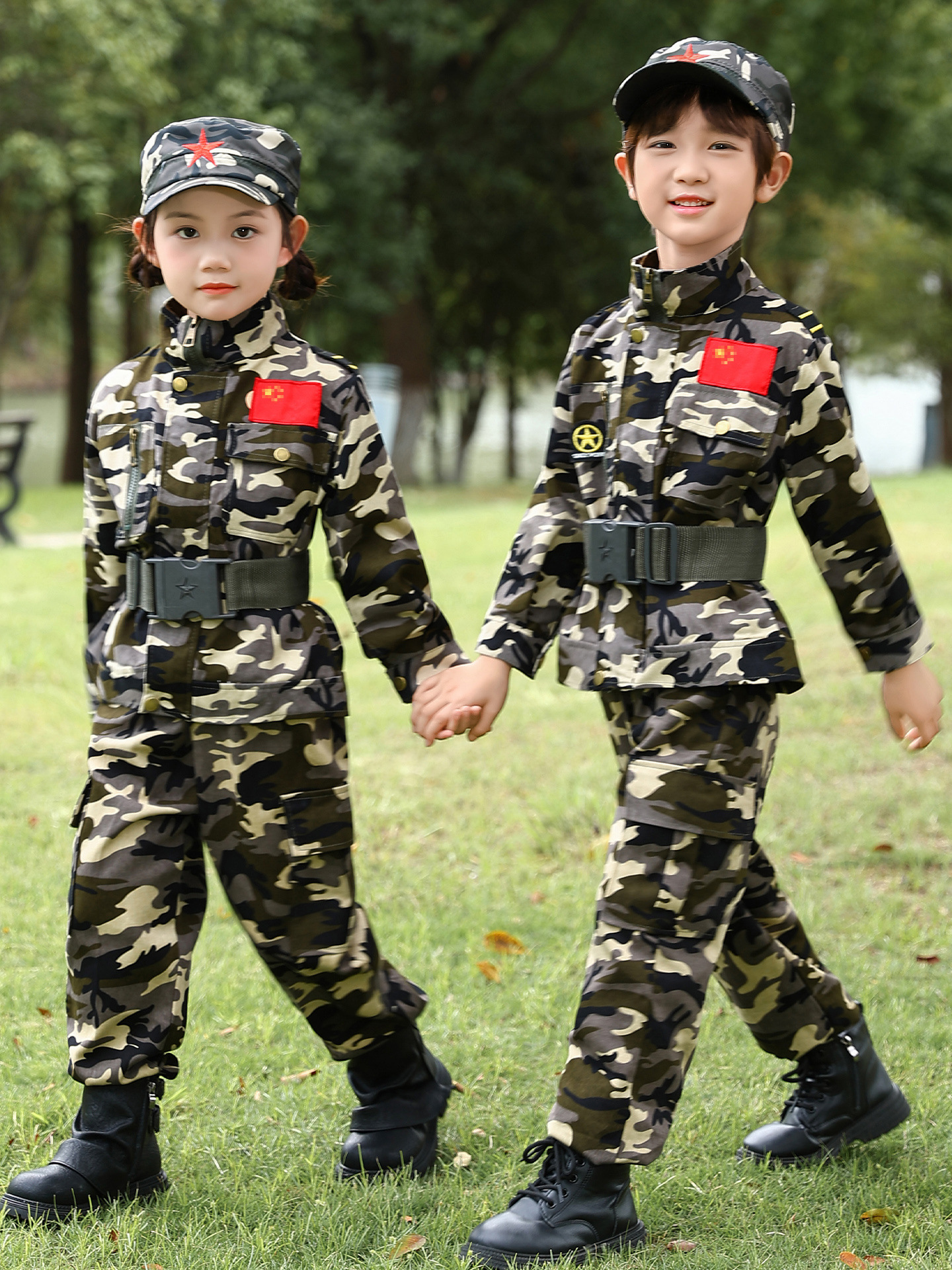 Children's Camouflage Suit, Boy's Performance Suit, Primary School Student Summer Camp Military Training Suit, Summer June 1St Performance Suit, Pure Cotton