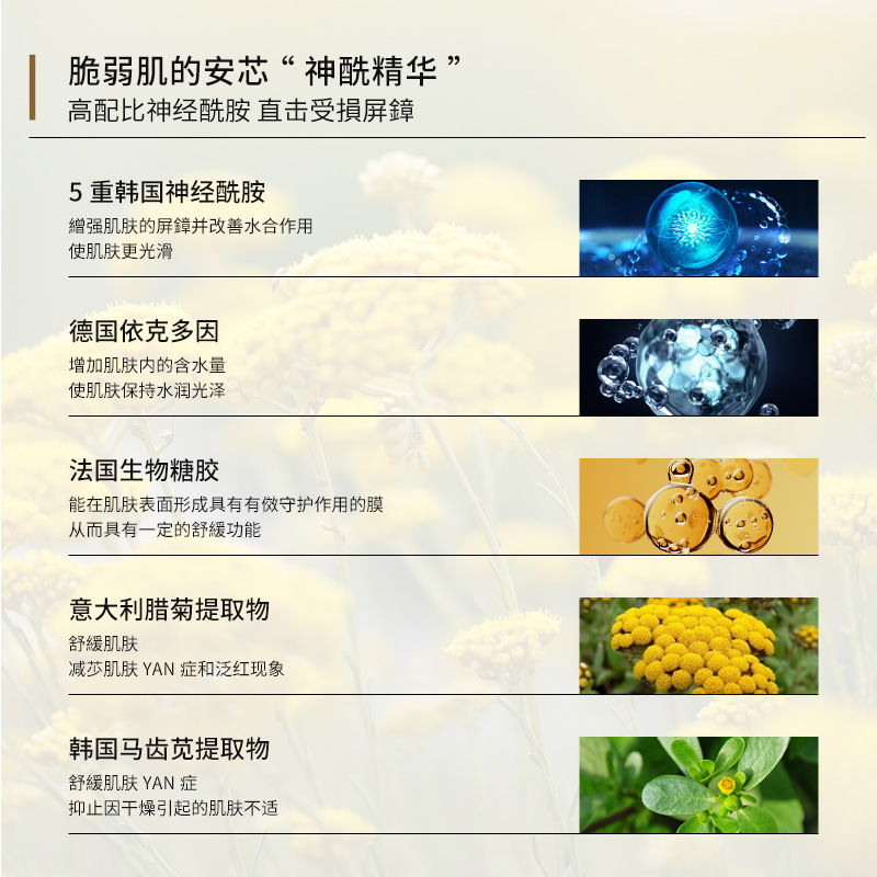 Ceramide Ampoule Essence for Sensitive Skin, White Gauze Small Milk Stick for Thick Skin, 1% German Ectoine