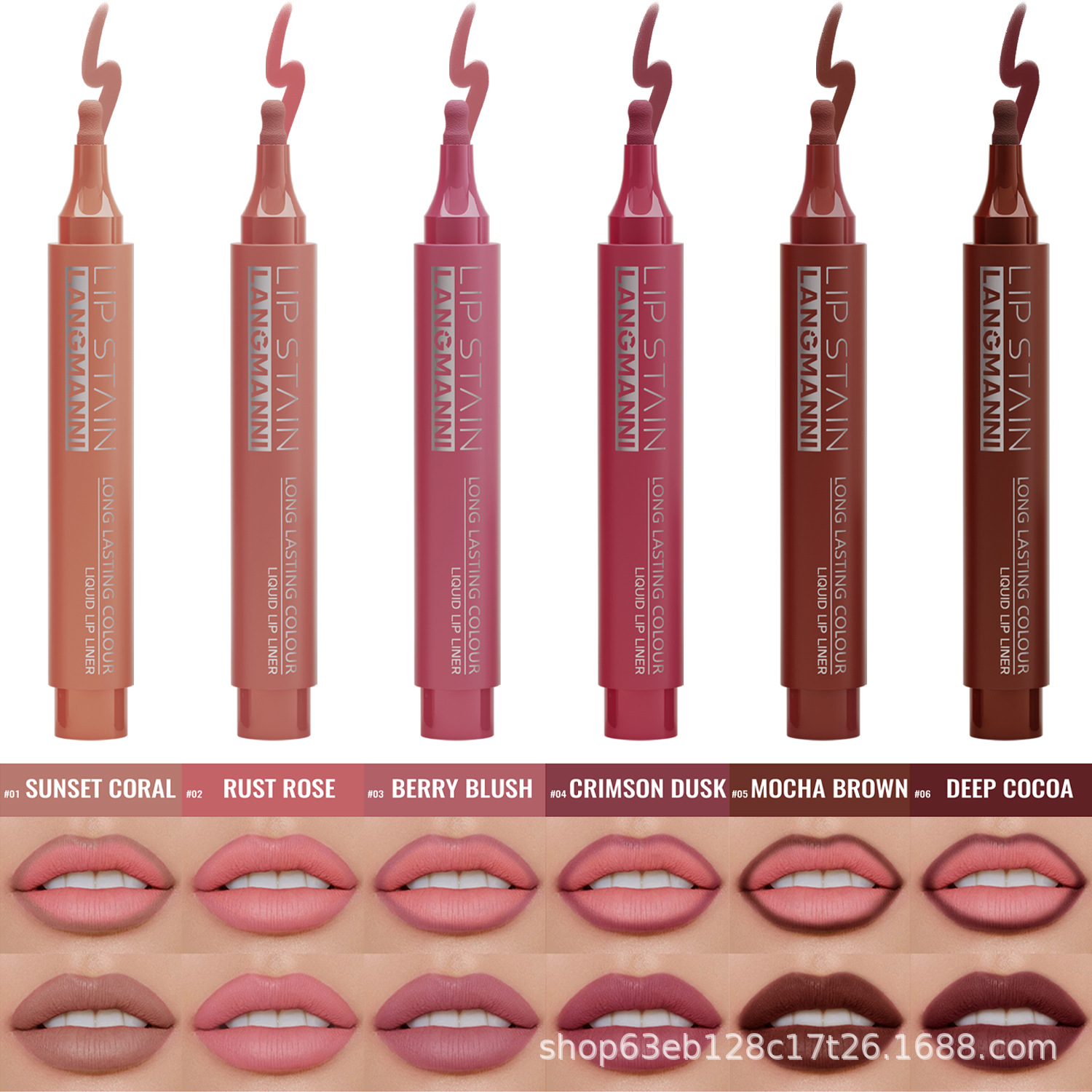 Новая жидкая подводка для губ Langmanni, карандаш для губ, блеск для губ, шесть доступных цветов, эксклюзивный стиль Temu