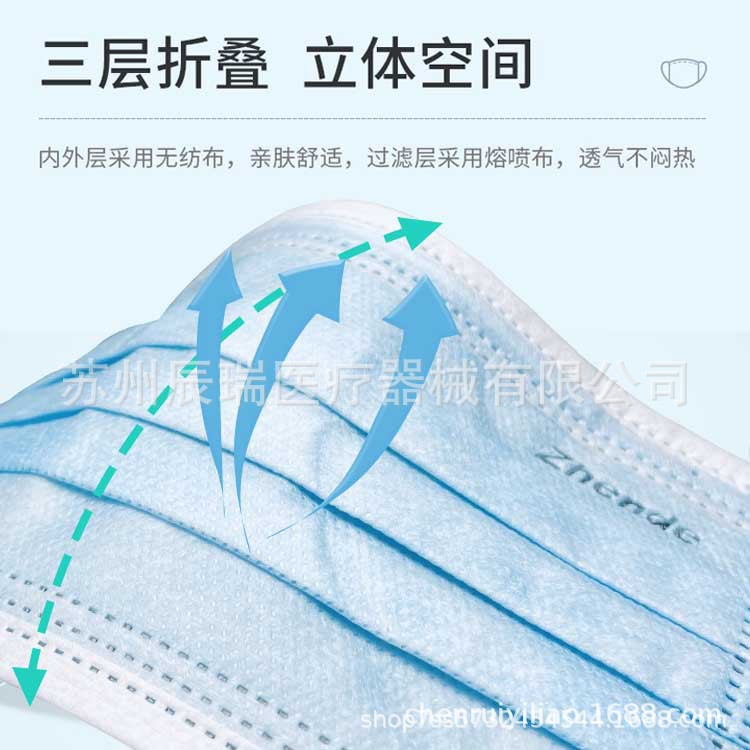 Zhende Medical Surgical Mask 10 disposable three-layer protective dust-proof sterilization grade ear-hanging breathable household