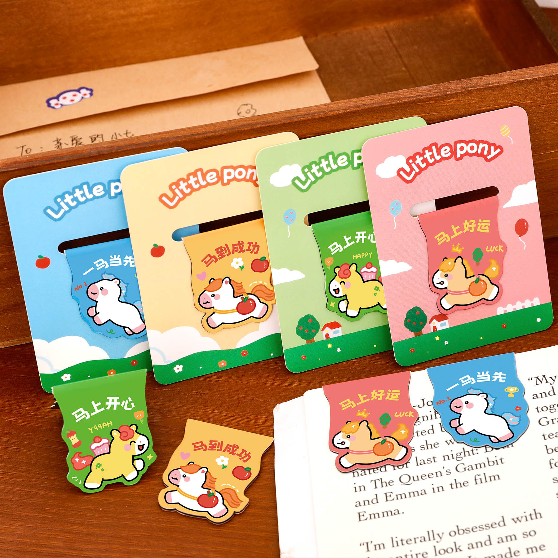 Cute Pony Magnetic Bookmark Student High-Looking Reading Magnet Book Page Clip Cartoon Horse Year Stationery Bookmark Gift