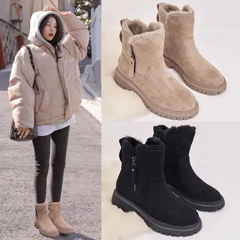 Snow boots for women 2023 Winter new fleece-lined women's shoes warm boots AliExpress thick cotton shoes northeast women's boots