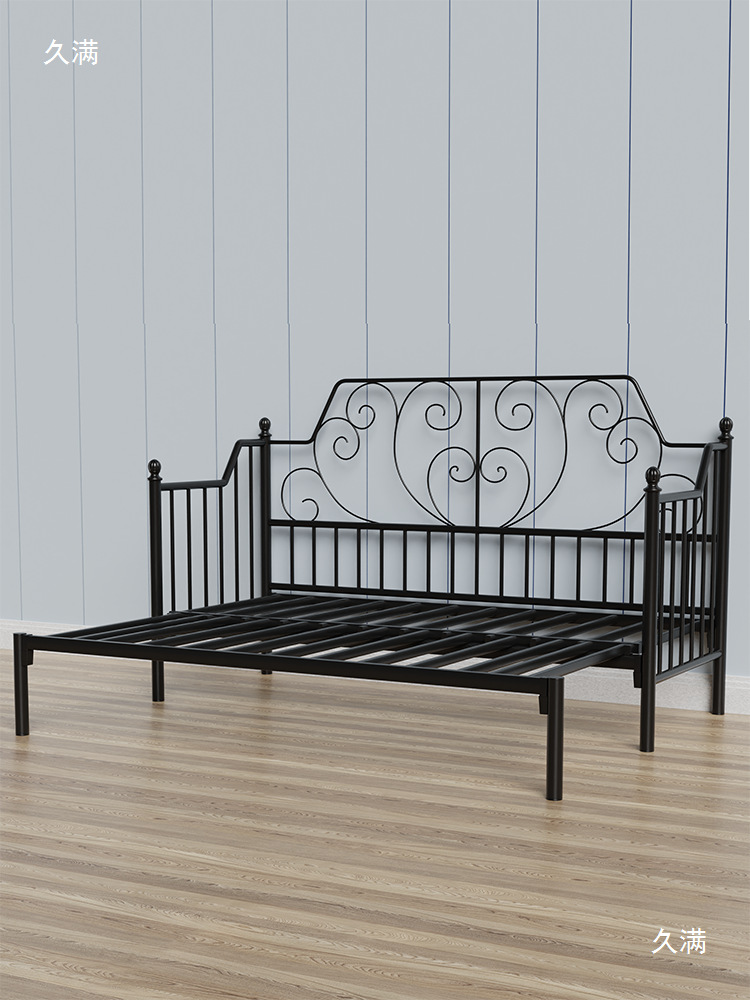 New Adjustable Wrought Iron Sofa Bed, Daybed, Iron Bed, 1.8m Double Bed, Telescopic, Push-Pull Bed