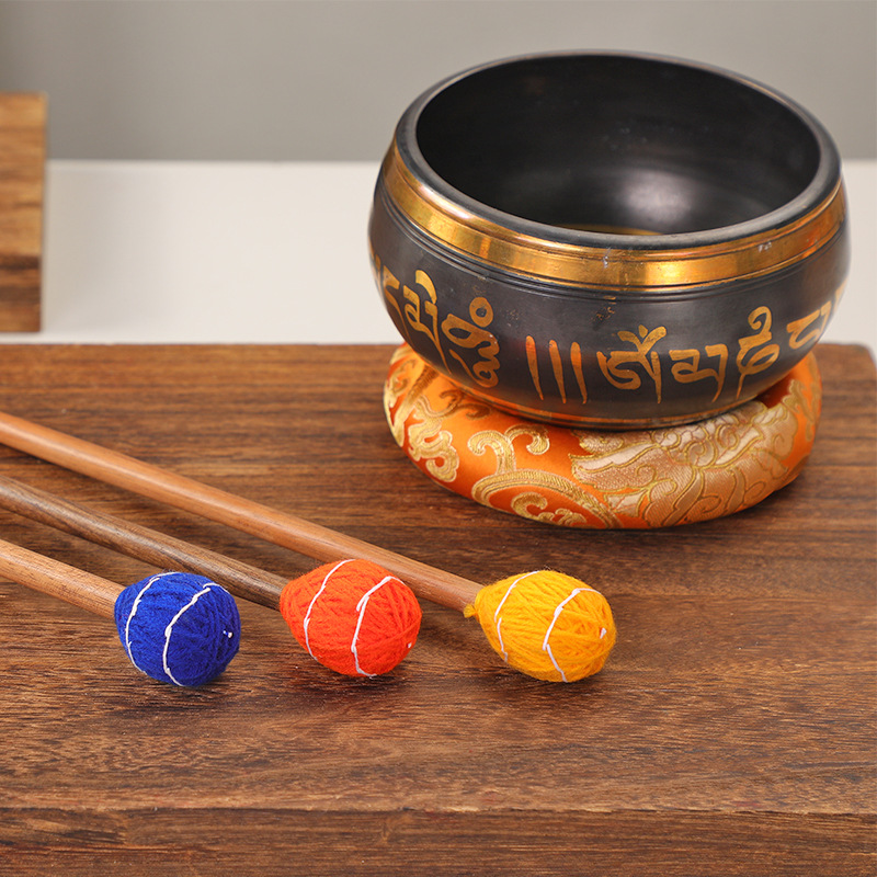 Handmade Singing Bowl Mallet Sound Bowl Hammer Large Drum Mallet Head Sound Therapy Accessories Nepalese Wool Felt Professional Bowl Yoga