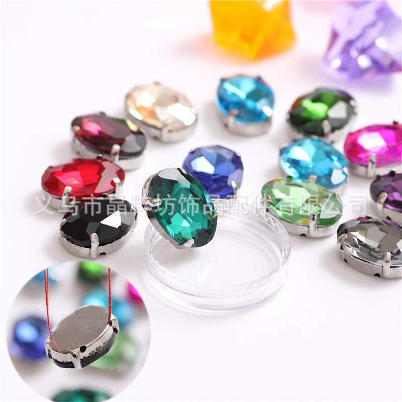 Oval crystal claw drill egg-shaped glass crystal hand-sewn drill DIY clothing wedding dress hair accessories handmade material accessories