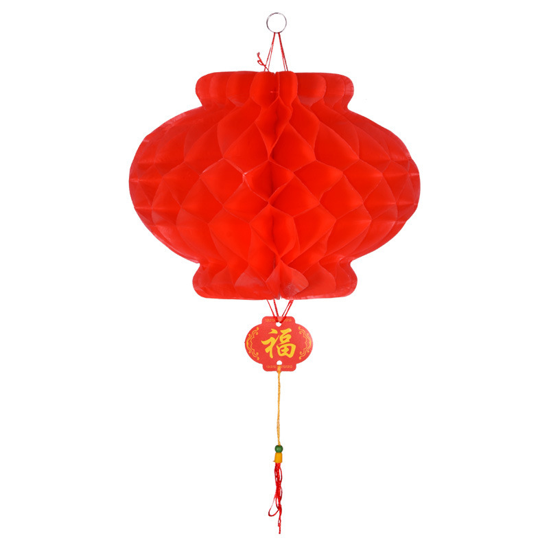 Big Red Festive Honeycomb Plastic Paper Lanterns Wedding Decorations New Year Shopping Mall Opening Decoration Supplies Foldableing Small Lanterns