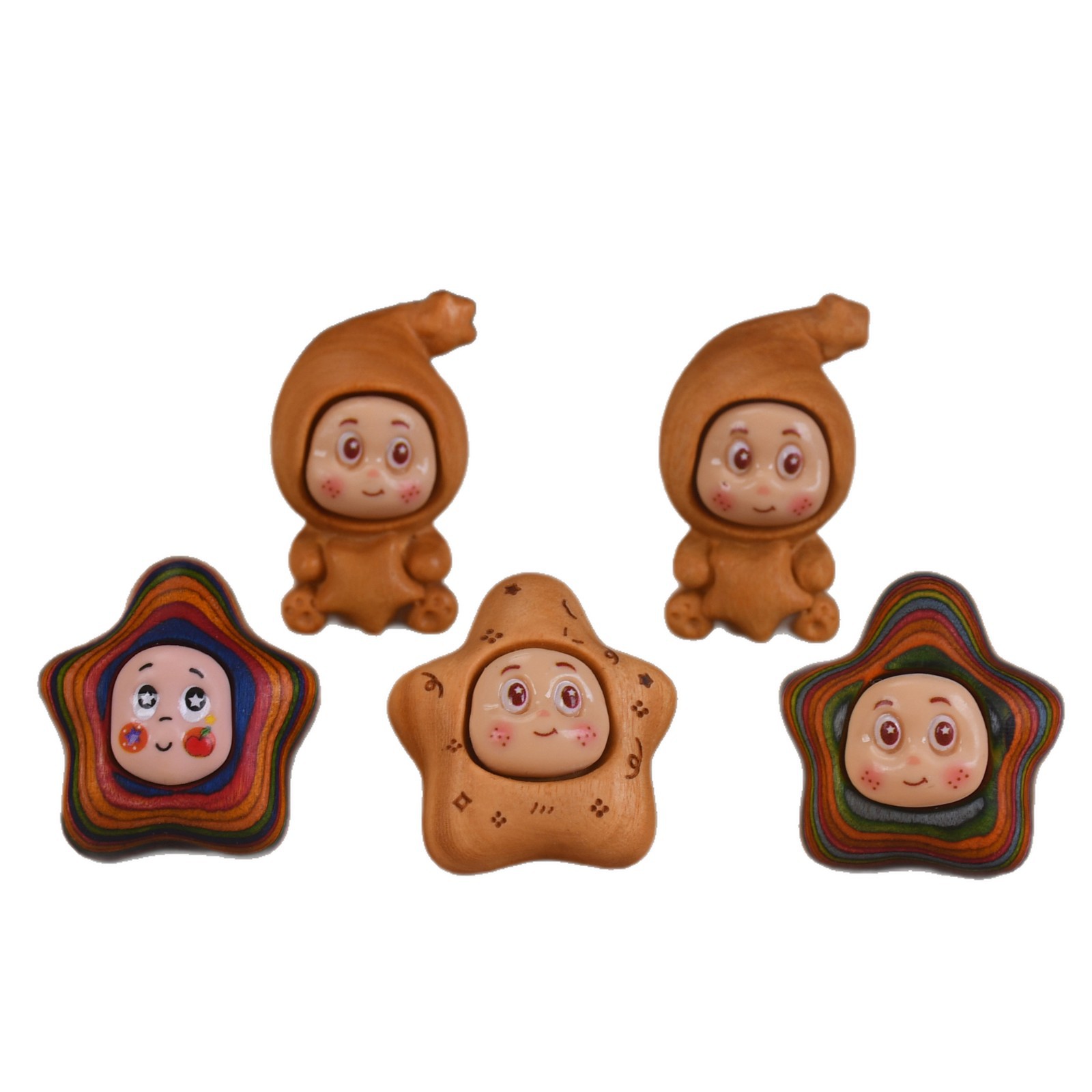 Rainbow Wood Internet Celebrity Healing Star Cartoon Cute Tassel Bag Keychain Toy Pendant Waist Badge Accessory