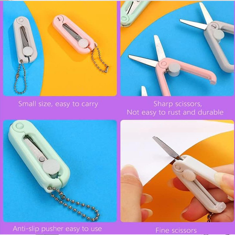 Portable Scissors Carry-on Small Scissors MINI Mini Stainless Steel Scissors Mini Scissors with Keychain Cutting Travel