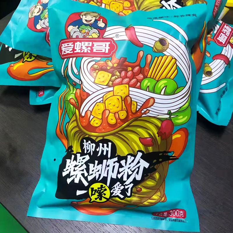 Ai Luo Ge Guangxi Authentic Snail Noodles Liuzhou Bagged Snail Noodles 300g Snail Noodles Rice Noodles Convenient Fast Food Wholesale