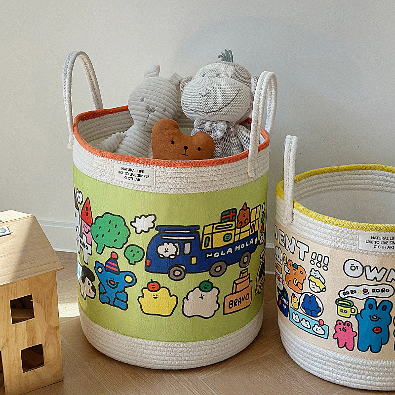Cute Cartoon Storage Barrel Children's Toy Storage Basket Portable Snacks Storage Basket Dirty Clothes Bucket Student Dormitory Finishing