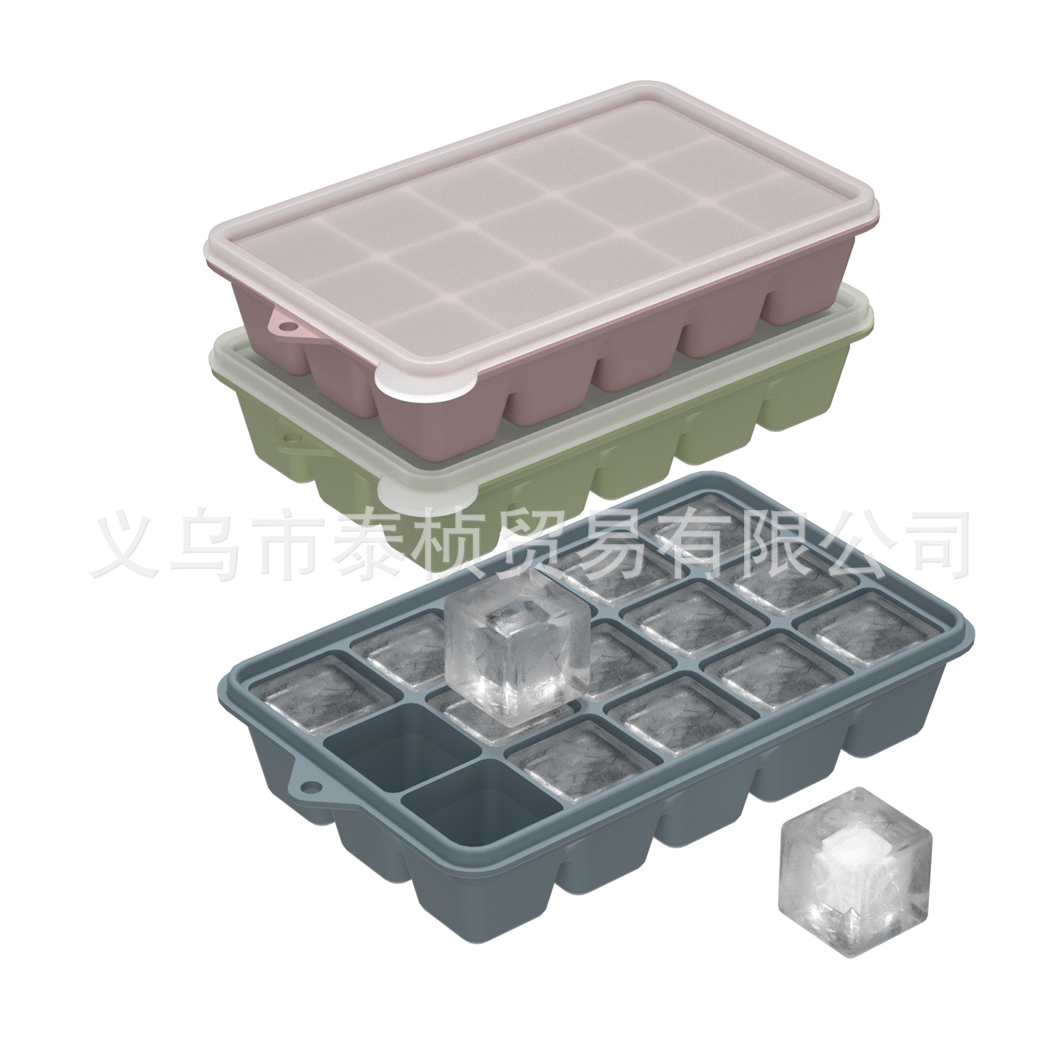 Cross-Border Large Silicone Ice Tray Food-Grade Ice Cube Mold Easy to Demould Quick-Frozen Ice Ball Mold Household Ice Making Mold
