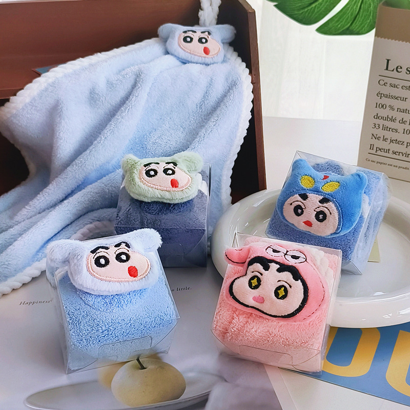 Crayon Shin-Chan Doll Towel Souvenir Gift Matchinging Gift Kidsren's Hanging Towel Coral Velvet Absorbent Square Towel