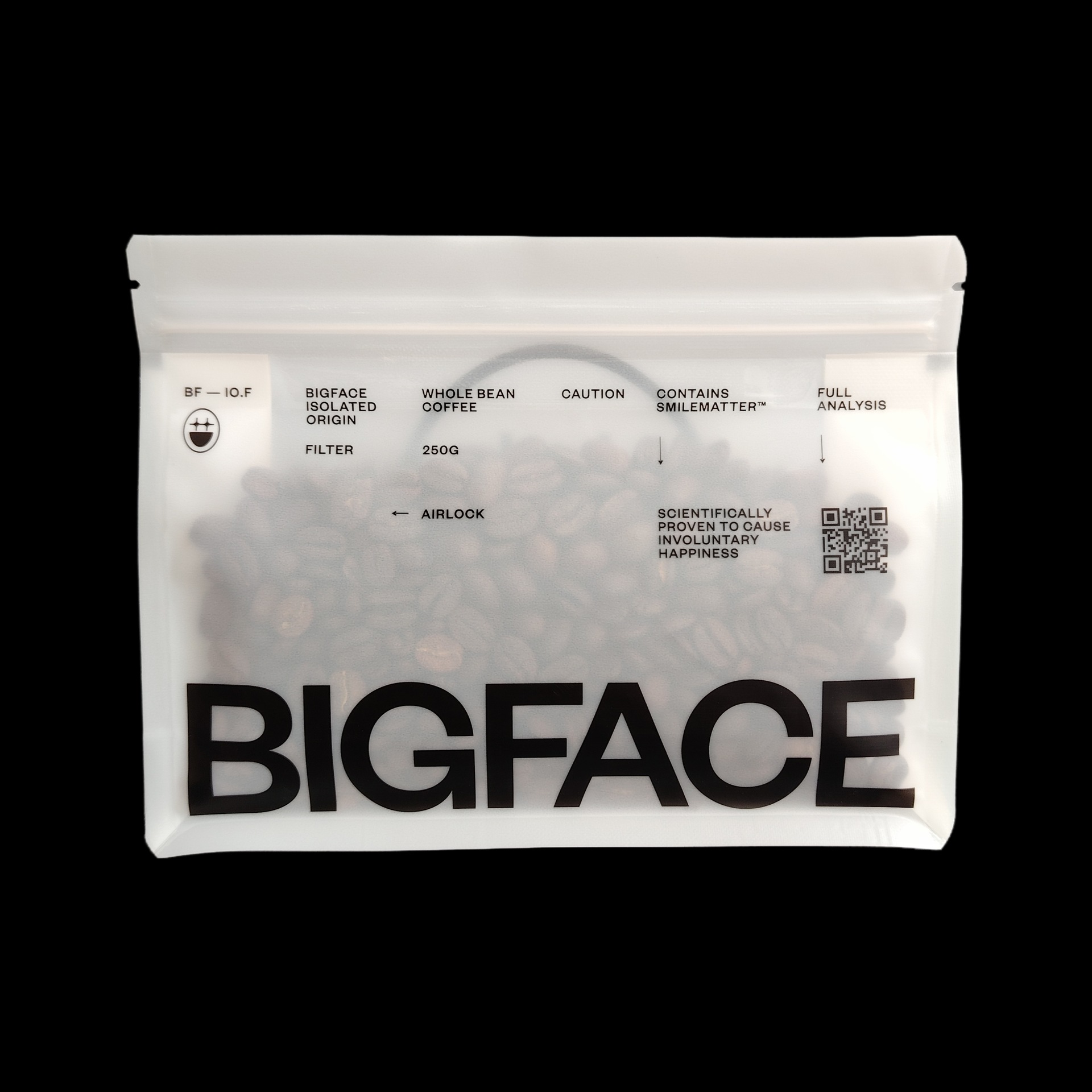 Popular Style Dumb Face Printed Smiley Coffee Bag with Air Valve and Reusable Zipper