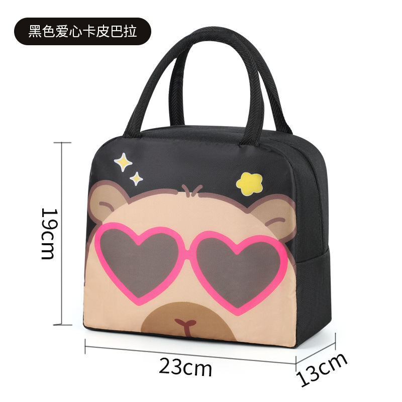 New Fun Capybara Cute Cartoon Lunch Box Bag for Office workers Cartoon Lunch Bag Children's Portable Lunch Bag