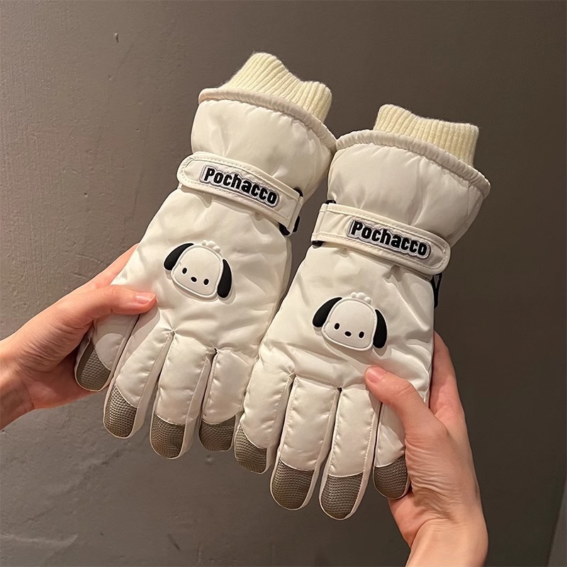 Women's Winter Ski Gloves with Touch Screen, Velvet, Thickeneding, Warmth, Cold Protection, Windproof and Water Repellent Motorcycle Cycling Gloves