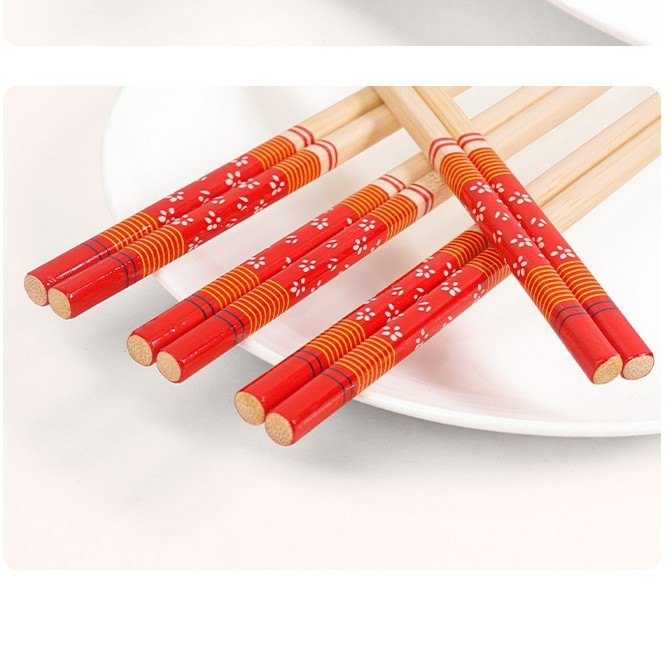 Red Cherry Blossom Chopsticks Wholesale Wedding Chopsticks One-Time Independent Package Chopsticks Natural Color Set Flower Chopsticks Wholesale