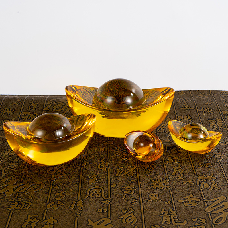 Crystal Glaze Small Yuanbao Opening Gift Home Office Desktop Cornucopia Decorations Accessories Crafts Ornaments