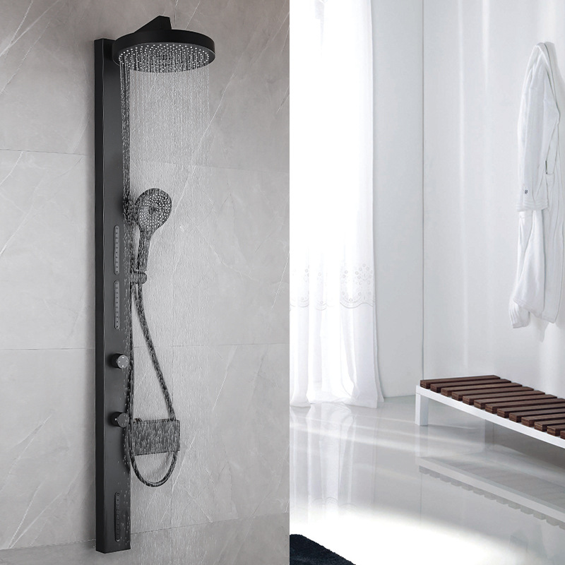 Shower Set with Gunmetal Gray Elegant Bath Faucet, Surface-Mounted Overhead Shower, Handheld Shower Set for Cross-Border Shipping