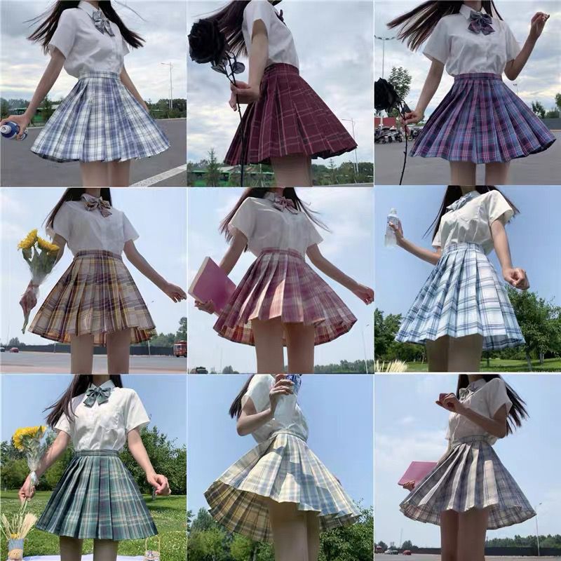Original genuine JK uniform gentle JK plaid skirt shahua pleated skirt student college style suit chorus class uniform