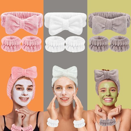 Coral fleece wash face moisture-proof three-piece set wash gargle moisture-proof tools moisture-proof headband hair band wrist band wholesale