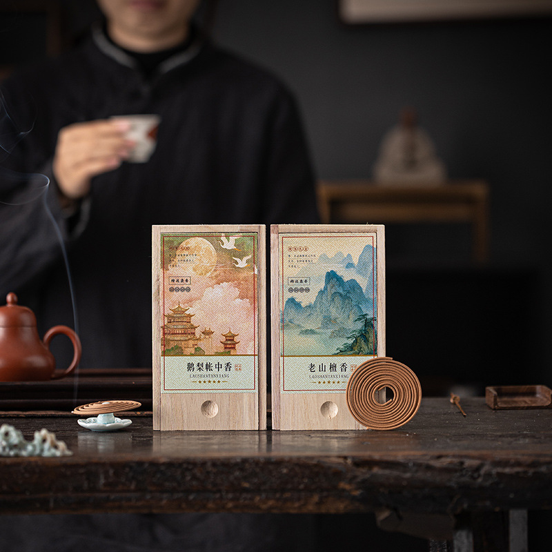 Набор деревянной подарочной коробки с благовониями из гусиной и грушевой смолы, ароматерапия для спальни, натуральный долговечный сандал от старых гор