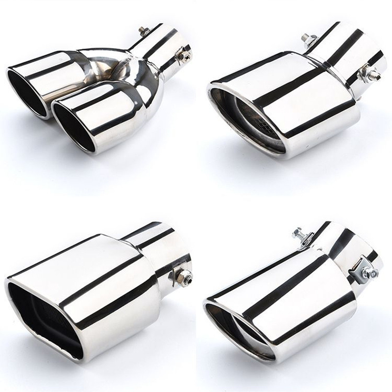 Car tail throat modification Universal Stainless Steel muffler tail gas Hood decoration single pipe car exhaust pipe universal tail pipe