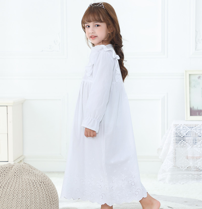 Girls new nightgown wholesale cotton computer embroidery long European and American Princess nightgown nightgown home dress