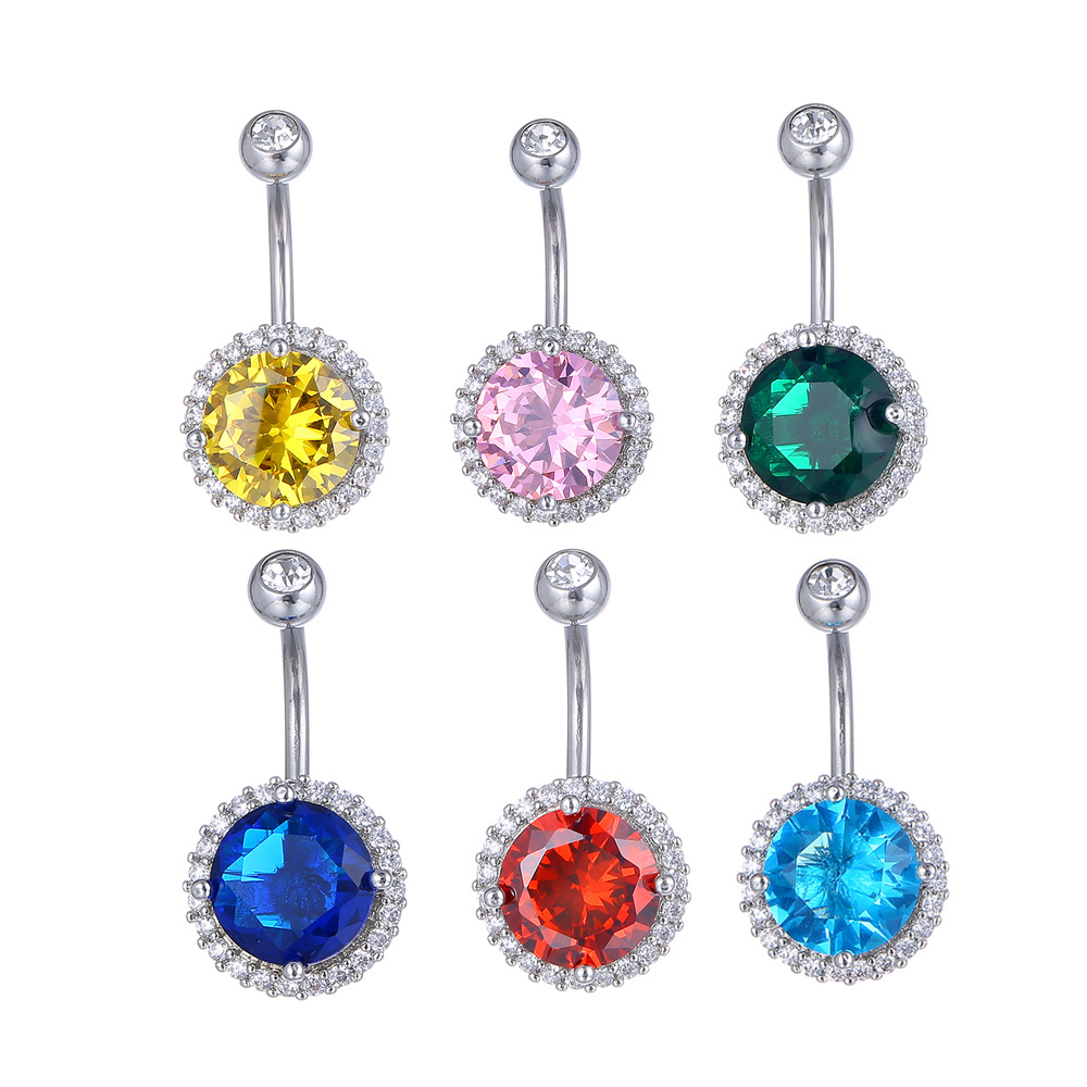 Cross-border products new European and American hot-selling zircon double diamond belly button nail puncture jewelry creative umbilical buckle nail