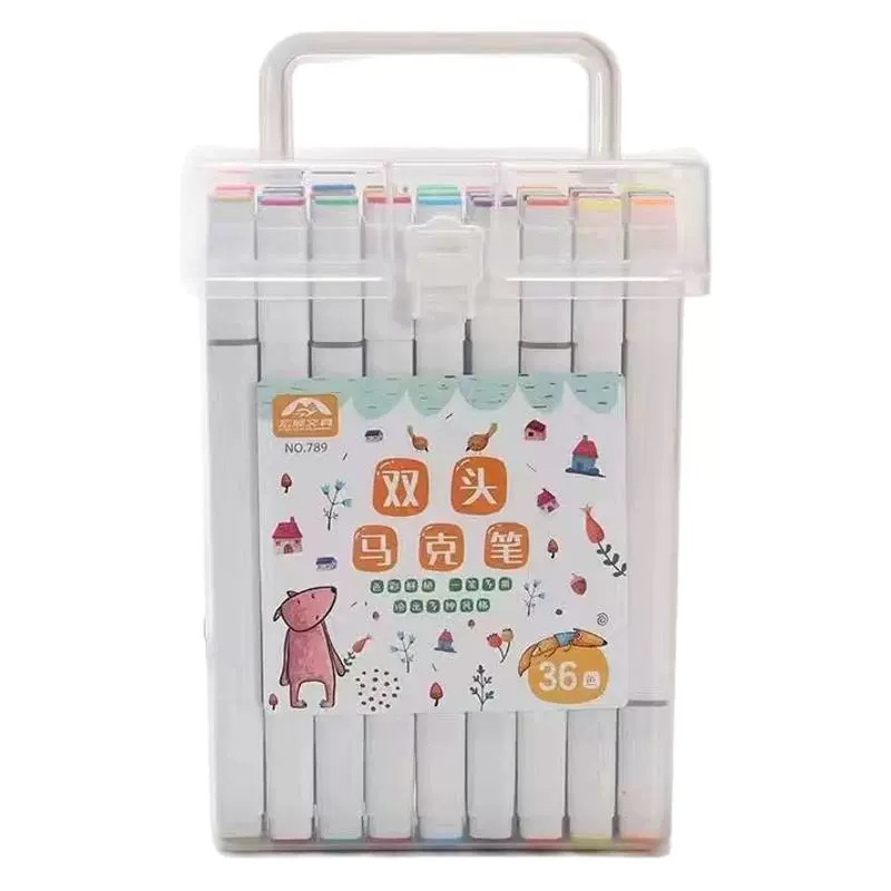 Factory Direct Sales 12-Color Double-Ended Marker Pens for Primary School Students and Kidsren's Painting Art Watercolor Pens Washable Spot Wholesale