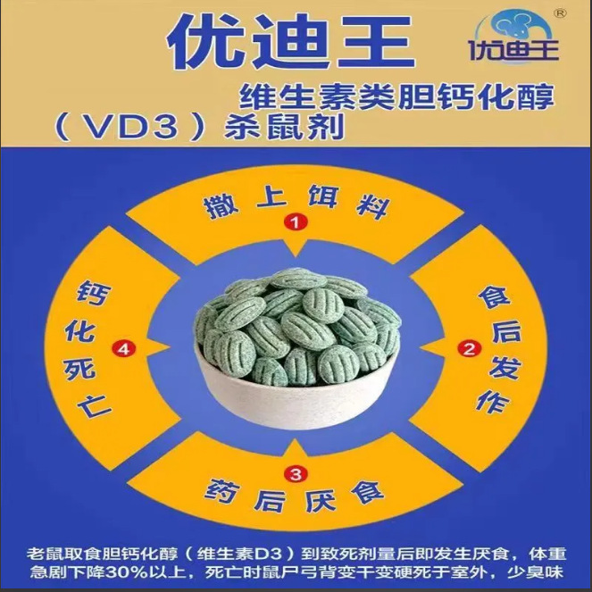 Youdi Wang rat poison cholecalciferol rodenticide vitamin mizuiling household rat medicine wholesale 100 g/bag