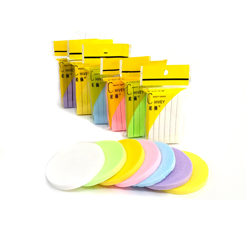Popular Caiwei Compressed Strip Face Wash Puff Beauty Salon Sponge Cleansing Puff Makeup Remover Beauty Special Powder Puff Wholesale