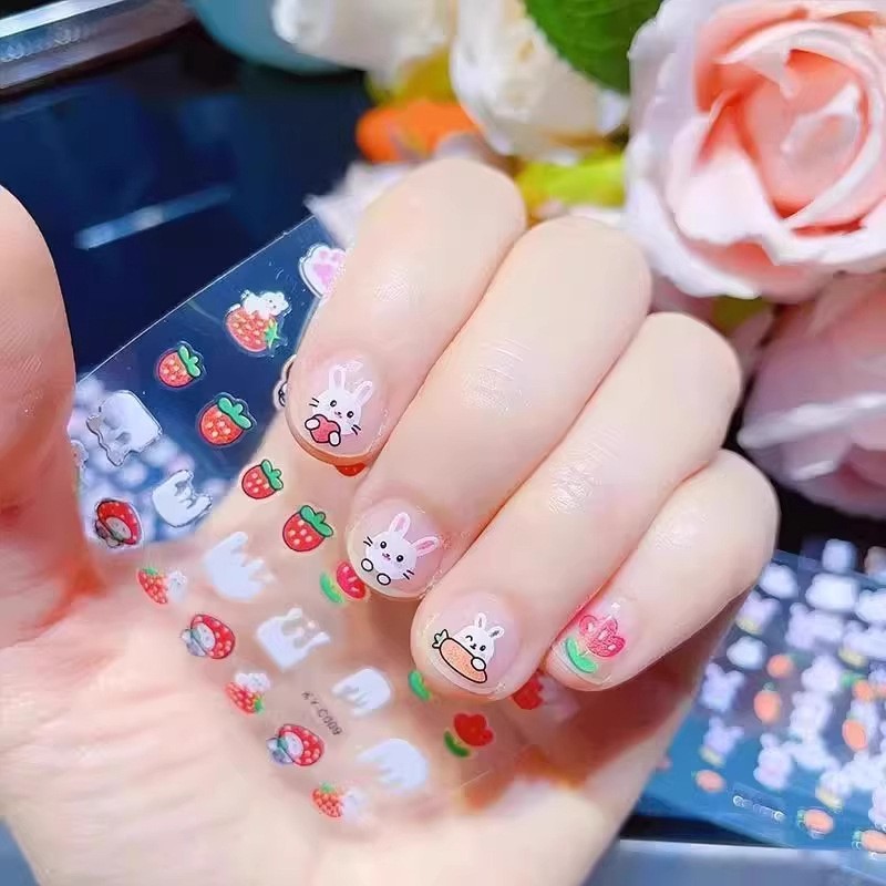 Children's Nail Stickers Luminous Cute Bunny Nail Stickers Kindergarten Nail Art Stickers Reward Girls Small Gifts