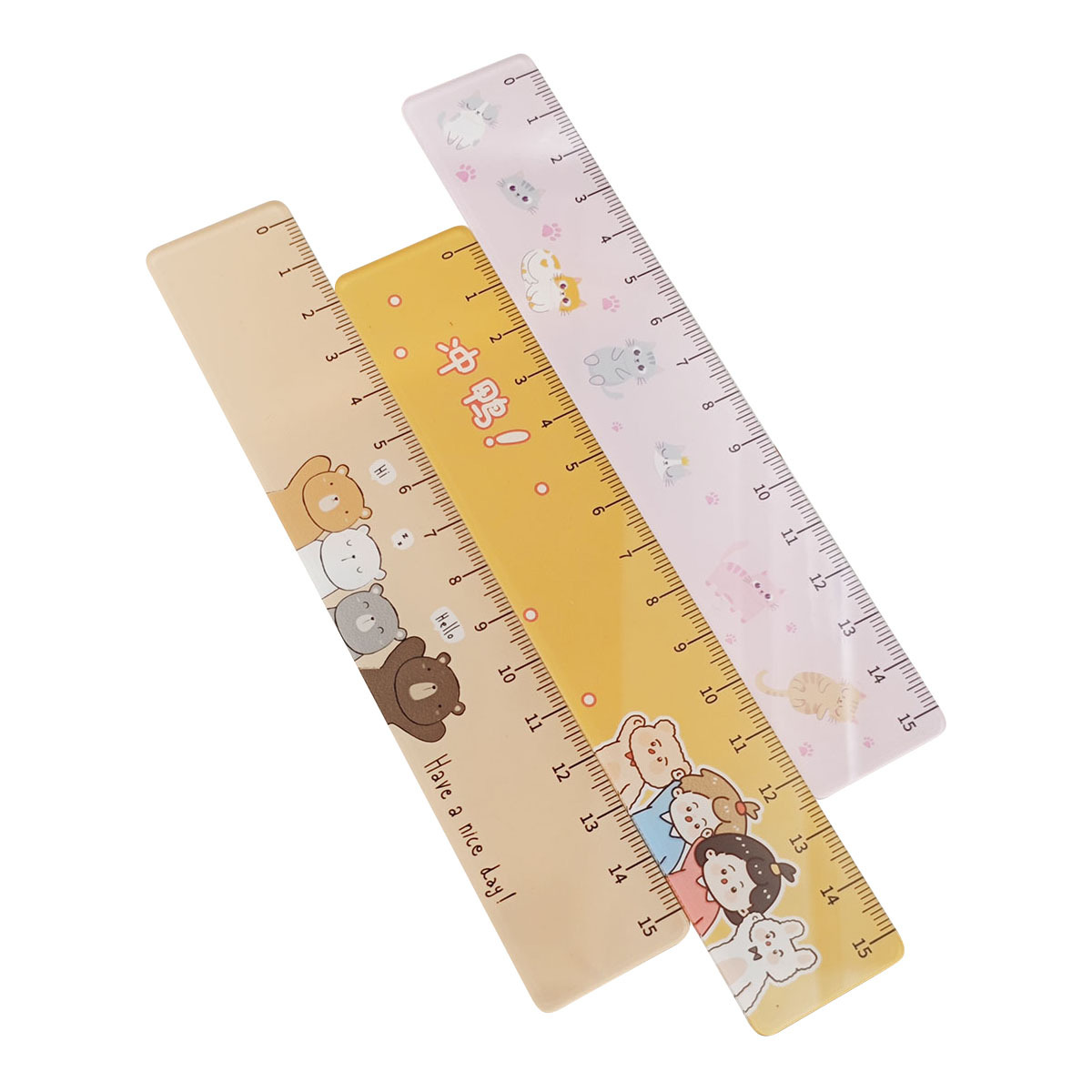 Acrylic cute cartoon ruler primary school stationery suit multiple choice manufacturers support custom wholesale